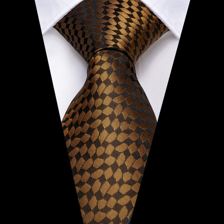 Trojan Handmade Silk Tie // Brown + Gold