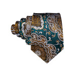 Triton Handmade Silk Tie // Teal + Gold + Navy