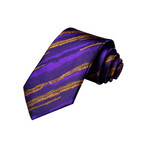 Prince Handcrafted Silk Tie // Purple + Gold