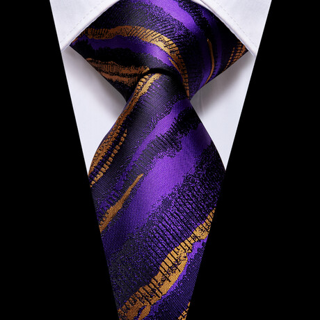 Prince Handmade Silk Tie // Purple + Gold