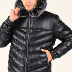 Devin Faux Leather Coat // Black (Small)