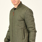 Striped Quilted Jacket // Green (Small)