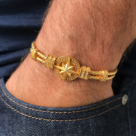 Brass Compass Bracelet // Gold