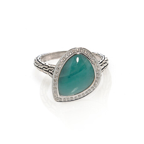 John Hardy // Classic Chain Sterling Silver + Diamond Ring // Ring Size: 7 // Store Display