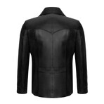 Regular Fit // Button Up Cattleman Leather Jacket // Black (L)