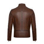 Quilted Arms & Shoulders Racer Jacket // Chestnut (XL)