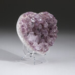 Genuine Amethyst Clustered Heart + Acrylic Display Stand