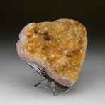 Genuine Polished Citrine Crystal Clustered Heart + Acrylic Display Stand v.2