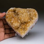 Genuine Polished Citrine Crystal Clustered Heart + Acrylic Display Stand v.2