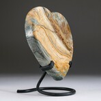 Genuine Fancy Jasper Heart + Metal Stand