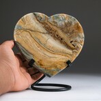 Genuine Fancy Jasper Heart + Metal Stand