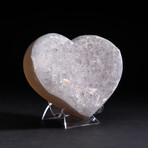 Genuine Quartz Crystal Cluster Heart + Acrylic Display Stand v.1