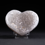 Genuine Quartz Crystal Cluster Heart + Acrylic Display Stand v.1