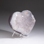 Genuine Quartz Crystal Cluster Heart + Acrylic Display Stand v.2