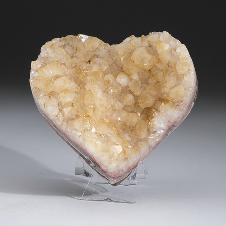 Genuine Citrine Clustered Heart + Acrylic Display Stand