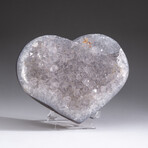 Genuine Quartz Crystal Cluster Heart + Acrylic Display Stand v.2