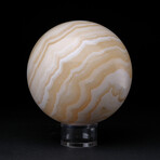 Genuine Polished Gemmy Banded White Onyx Sphere 3" With Acrylic Display Stand