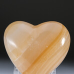 Genuine Polished Honey Onyx Heart + Velvet Pouch
