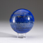 Genuine Polished Lapis Lazuli Sphere + Acrylic Display Stand (v.1)