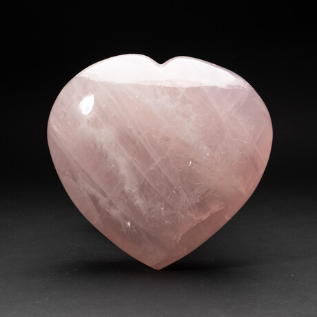 Giant Genuine Polished Rose Quartz Heart + Acrylic Display Stand