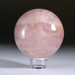 Genuine Polished Rose Quartz Sphere + Acrylic Display Stand v.1
