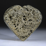 Genuine Polished Pyrite Clustered Heart + Acrylic Display Stand v.2