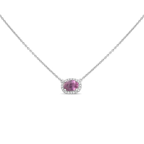 Genuine Pink Sapphire + White Diamond Necklace