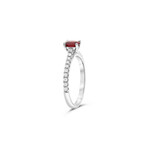 Genuine 14K Solid White Gold Ruby + Diamond Banded Ring (5)