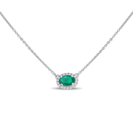 Genuine Emerald + White Diamond Necklace