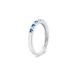 Genuine Round Sapphire + Diamond Banded Ring (6.5)