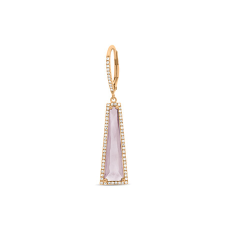 Genuine Pink Amethyst + White Diamond Earrings