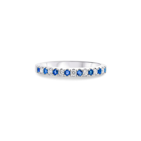 Genuine Round Sapphire + Diamond Banded Ring (5)