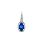 Genuine Blue Sapphire + White Diamond Earrings