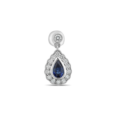 Genuine Pear Shaped Blue Sapphire + White Diamond Earrings