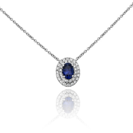 Genuine Sapphire + White Diamond Necklace
