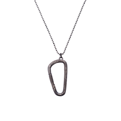 Brunello Cucinelli // Women's Necklace + Sparkle Carabiner Pendant // Gun Metal