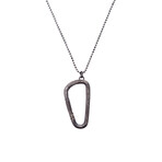 Brunello Cucinelli // Women's Necklace + Sparkle Carabiner Pendant // Gun Metal