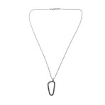 Brunello Cucinelli // Women's Necklace + Sparkle Carabiner Pendant // Gun Metal