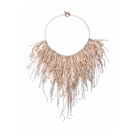 Brunello Cucinelli // Women's Vetro Natural Stone Necklace // Rose