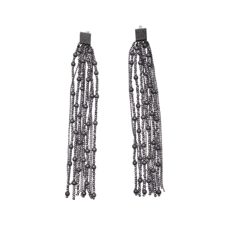 Brunello Cucinelli // Women's Natural Stone Earrings // Silver Tone