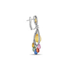 Graff // 18K White Gold Diamond + Multi-Colored Sapphire Dangle Earrings // Estate