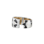 Roberto Coin // 18K Yellow Gold + 18K White Gold Mother of Pearl + Onyx Giraffe Bangle Bracelet // 6.7" // Estate