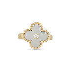 Van Cleef & Arpels // Alhambra 18K Yellow Gold Diamond + Mother of Pearl Ring // Ring Size: 4.25 // Estate
