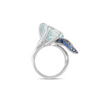 Chanel // Camilia 18K White Gold Aquamarine + Sapphire Ring // Ring Size: 6.75 // Estate