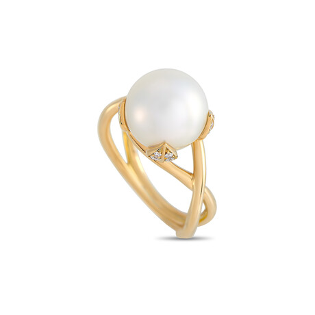 Tiffany & Co. // 18K Yellow Gold Diamond + Pearl Ring // Ring Size: 7.25 // Estate