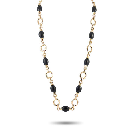 Chanel // 18K Yellow Gold Onyx Necklace // 19" // Estate