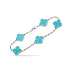 Van Cleef & Arpels // Alhambra 18K White Gold Turquoise Bracelet // 7" // Estate