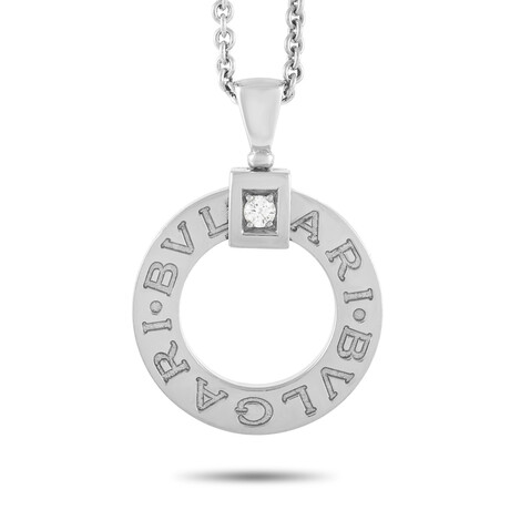 Bulgari // 18K White Gold Diamond Pendant Necklace // 17" // Estate
