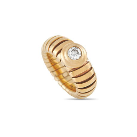 Bulgari // Tubogas 18K Yellow Gold Diamond Ring // Ring Size: 6 // Estate