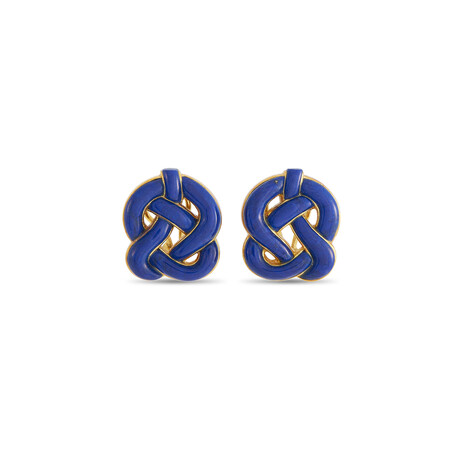 Tiffany & Co. // 18K Yellow Gold Lapis Twist Earrings // Estate